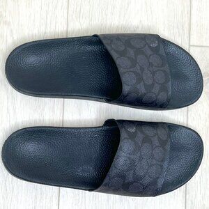 Coach Udele Logo Print Rubber Sport Slides (Size 9)